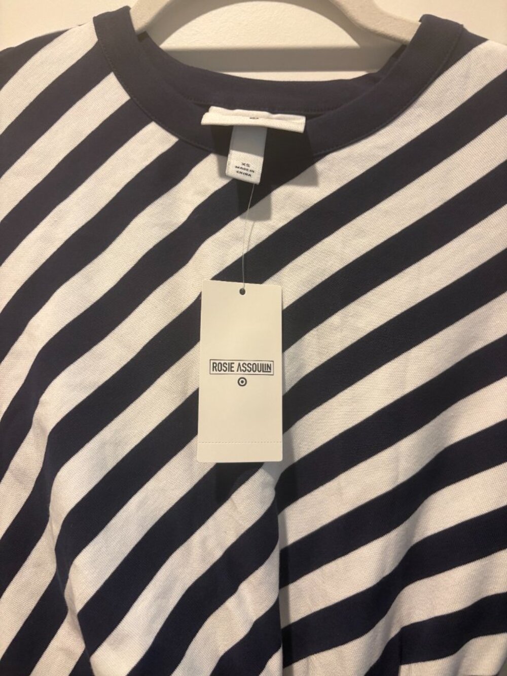 Rosie Assoulin Navy White Striped T-Shirt Dress Size XS New With Tags